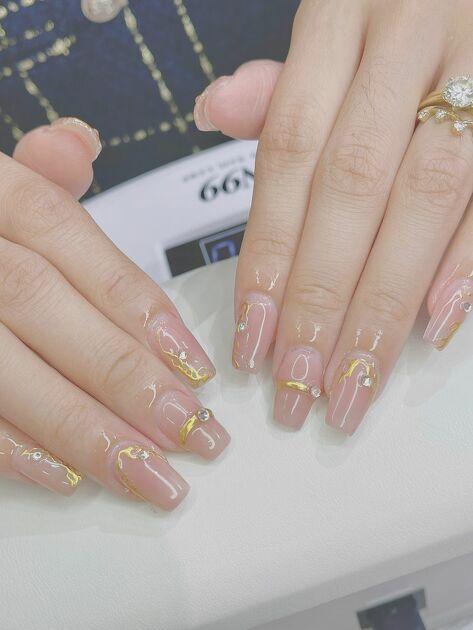 Russian Manicure + Luxe Flexi Gel Extensions w/ Gems